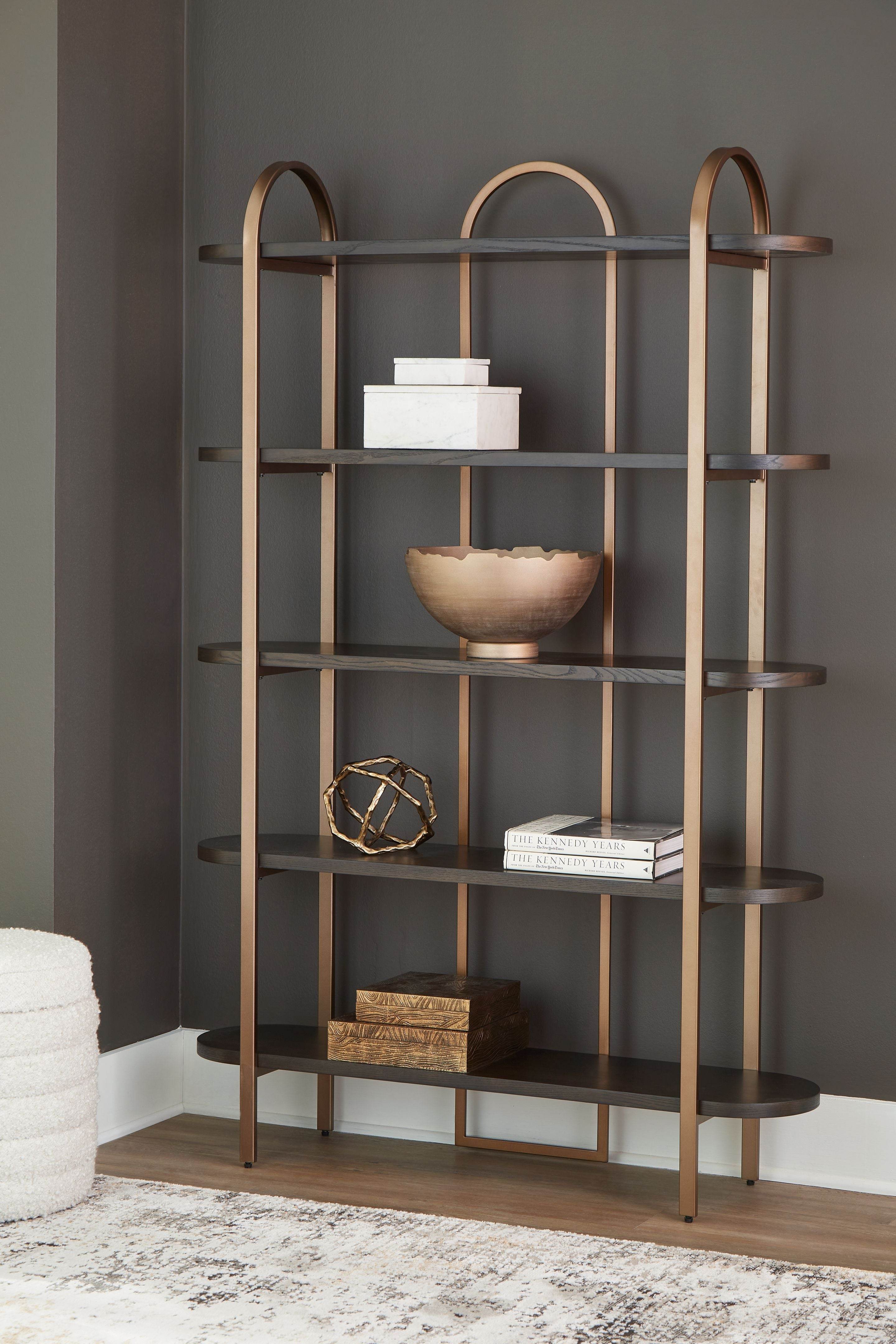 Brentmour - Bookcase - Brown / Gold Finish