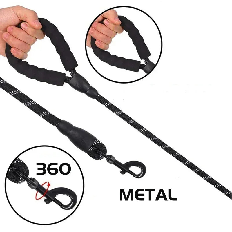Padded-Handle Reflective Dog Leash